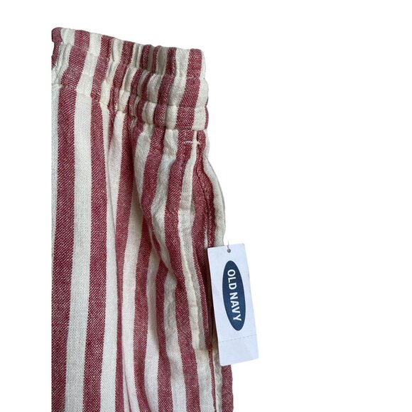 New! Old Navy Size XL Red White Stripe Linen Blend Drawstring Shorts - Picture 6 of 8